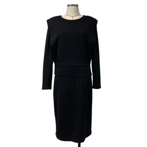 Vintage Joseph Magnin Womens Size 12  Black Knit Long Sleeve Dress